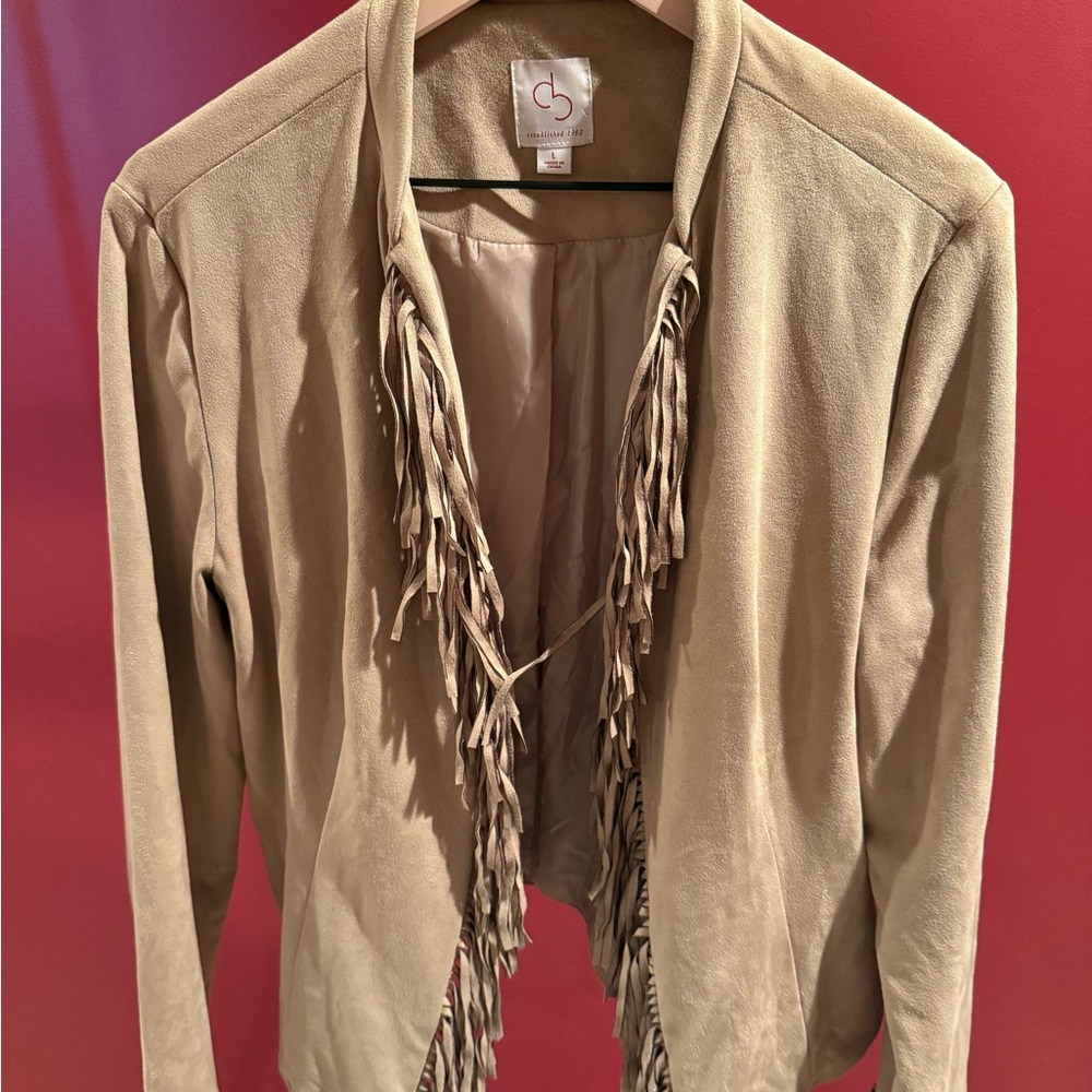 Chic Beige Women's Fringe Blazer